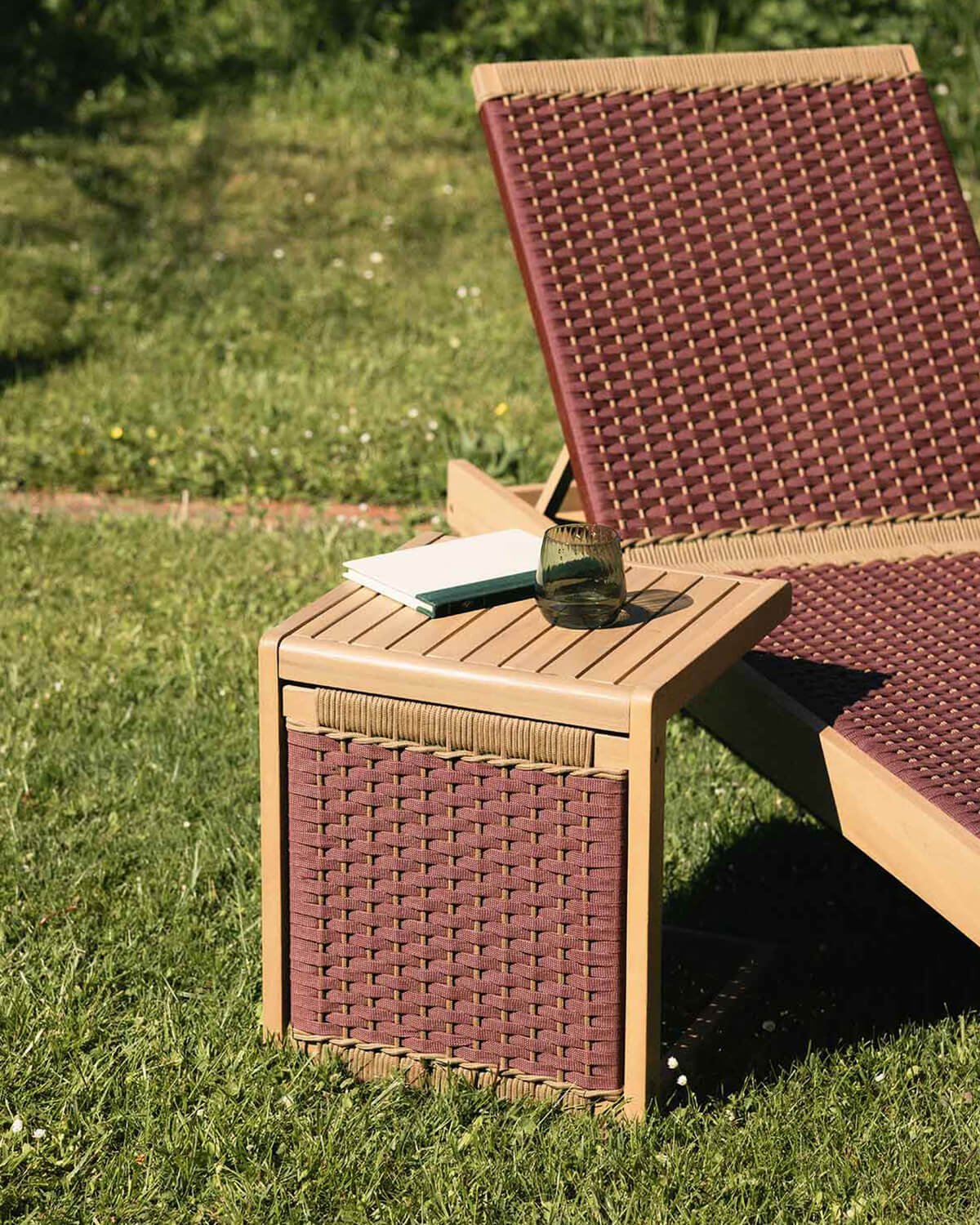 Set de Tumbona y Mesa Auxiliar de Madera de Acacia y Cuerda (40x40 cm) Mirle, imagen de galería 3