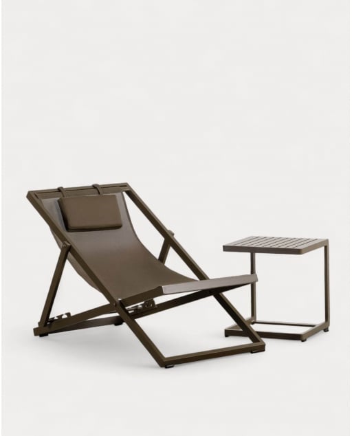 Set de Hamaca Reclinable Rilas y Mesa Auxiliar de Aluminio (40x40 cm) Kreta