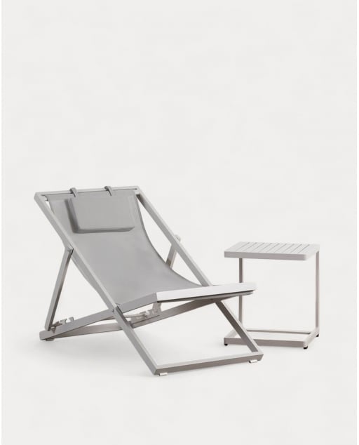 Set de Hamaca Reclinable Rilas y Mesa Auxiliar de Aluminio (40x40 cm) Kreta