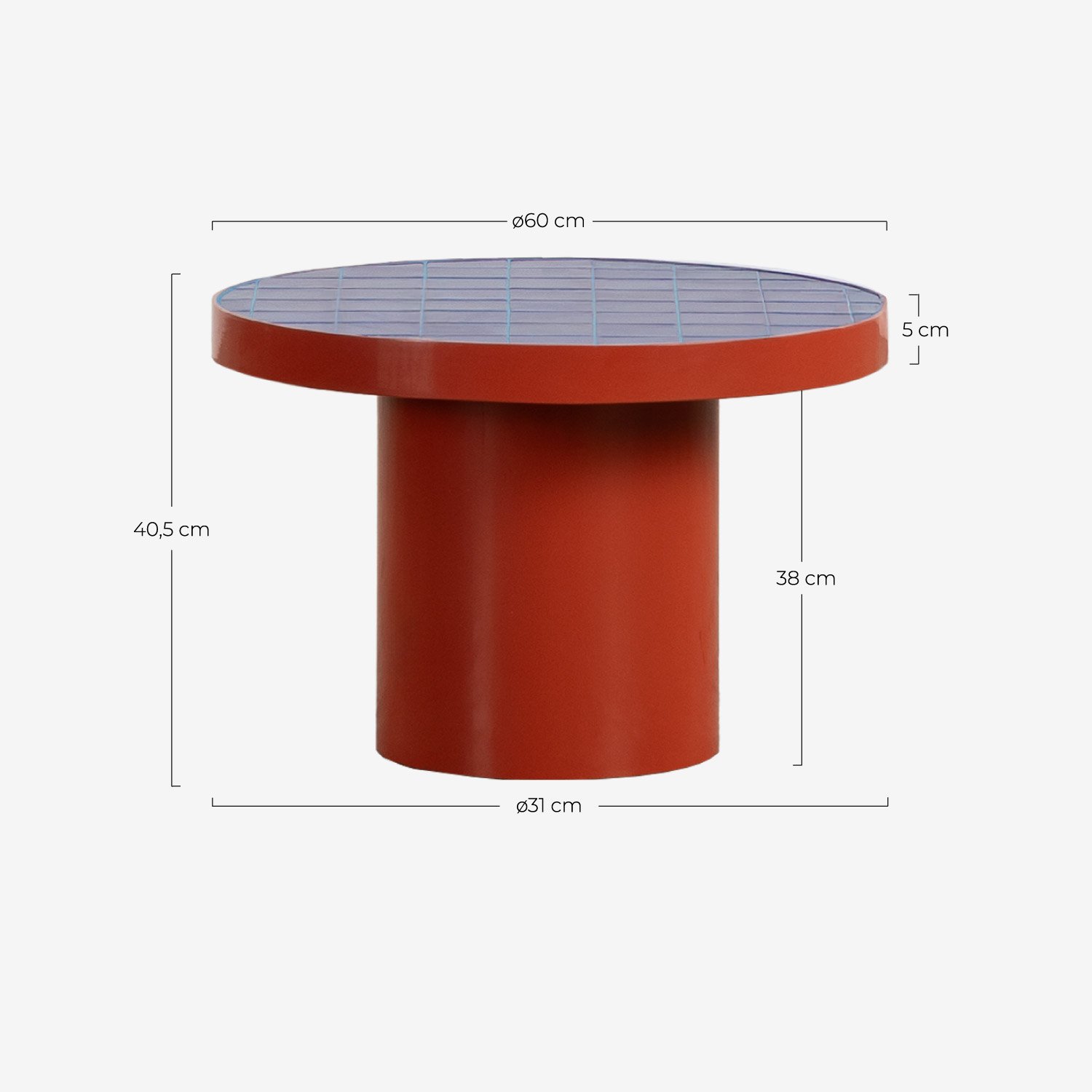 Mesa de Centro de Metal y Cerámica (Ø60 cm) Zafiro , medidas