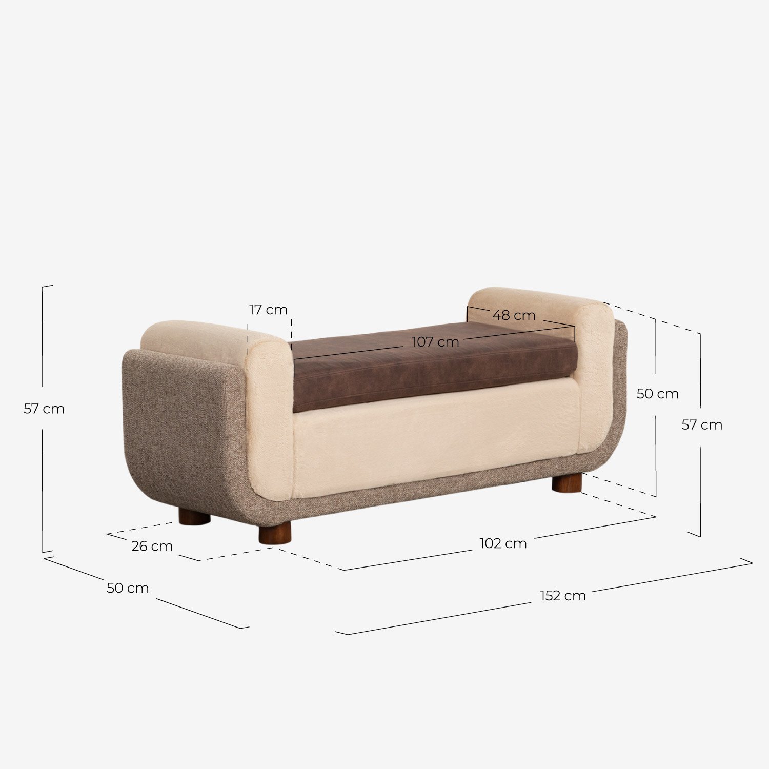 Banco de Tela y Madera Eamon , medidas