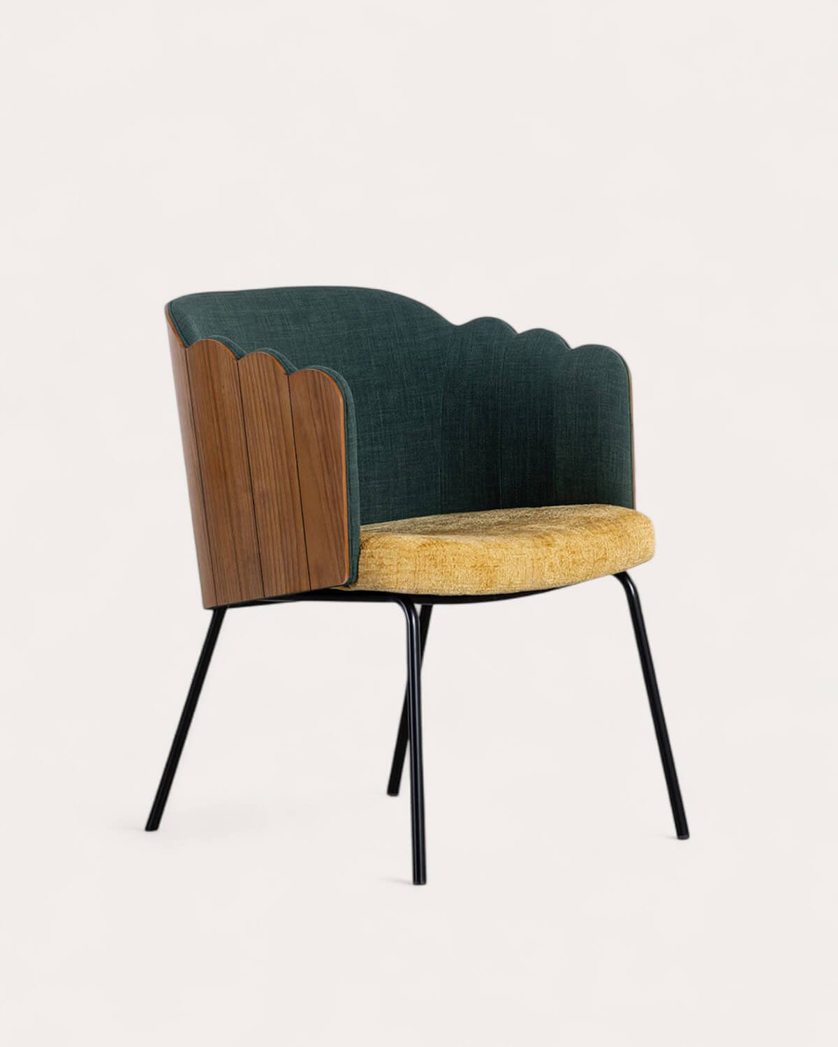 Pack 4 Sillas de Comedor de Madera y Tela Rene, imagen de galería 1