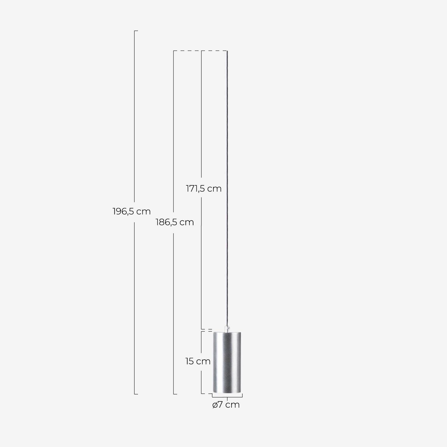 Lámpara de Techo Led de Metal (Ø7 cm) Muir, medidas