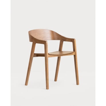 Pack 4 Sillas de Comedor de Madera de Roble con Reposabrazos Laly Madera de Roble - The Masie