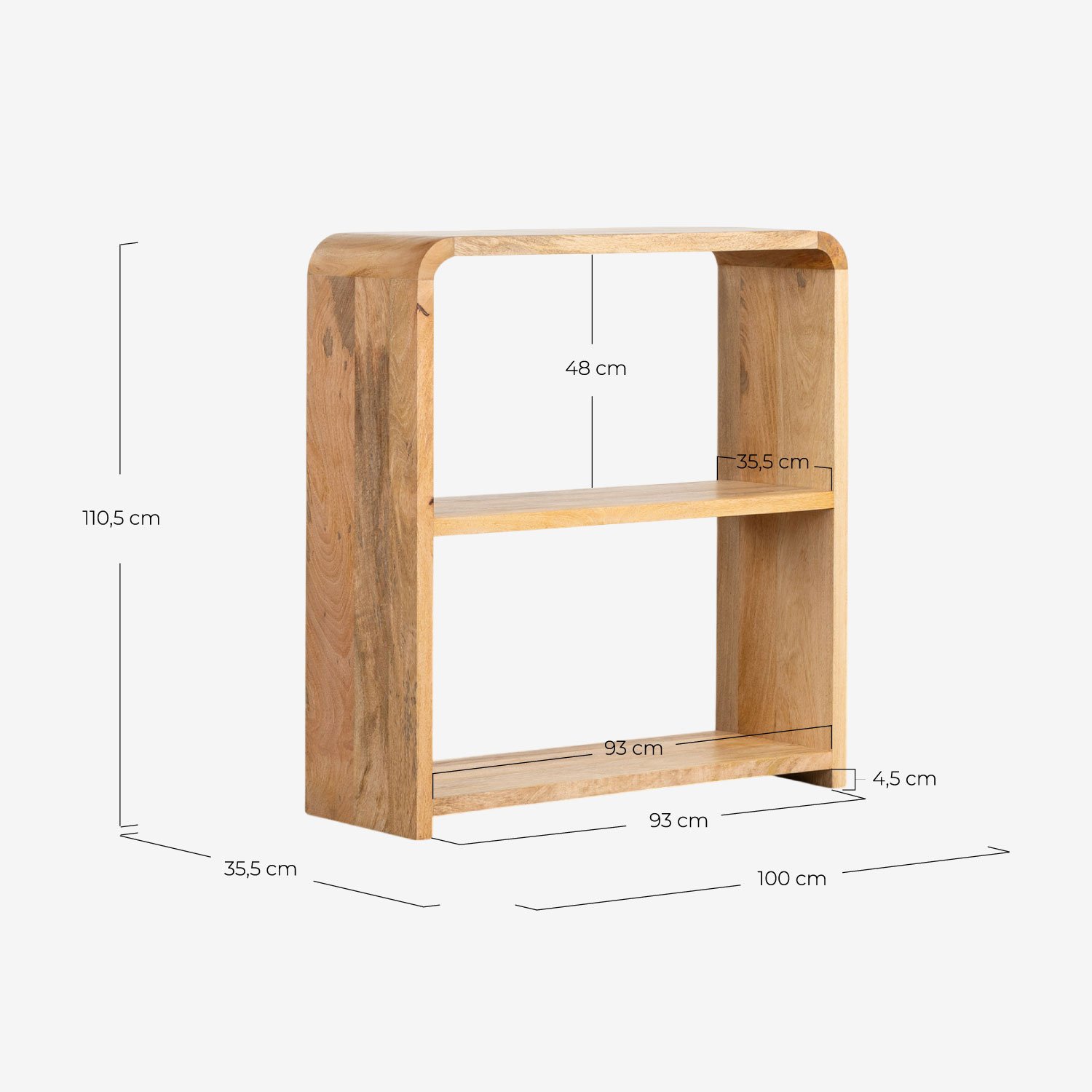 Estantería de Madera de Mango (110,5x100 cm) Vanile , medidas