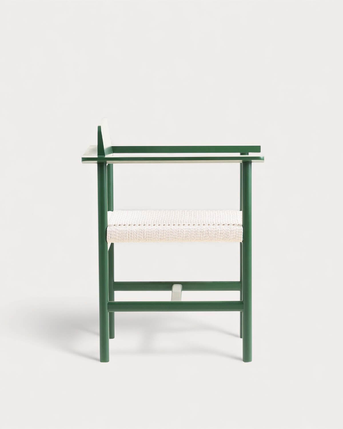 Silla de Comedor con Resposabrazos de Madera y Ratán Paula, imagen de galería 2