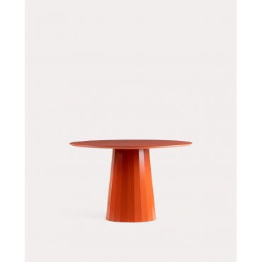 Mesa de Comedor Redonda de Madera y Metal Irem Rojo Brick & Ø120 cm - The Masie