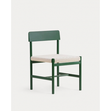 Pack 4 Sillas de Comedor de Madera y Ratán Paula Verde Flora - The Masie
