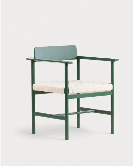 Pack 2 Sillas de Comedor con Resposabrazos de Madera y Ratán Paula