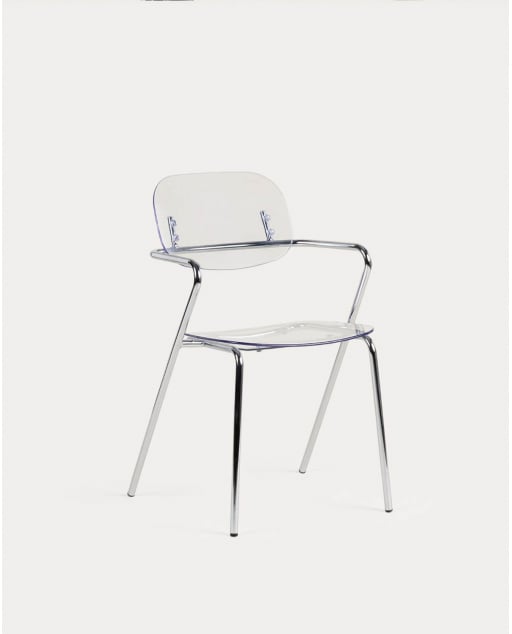 Silla de Comedor con Reposabrazos de Polietileno y Metal Pinha - Transparente
