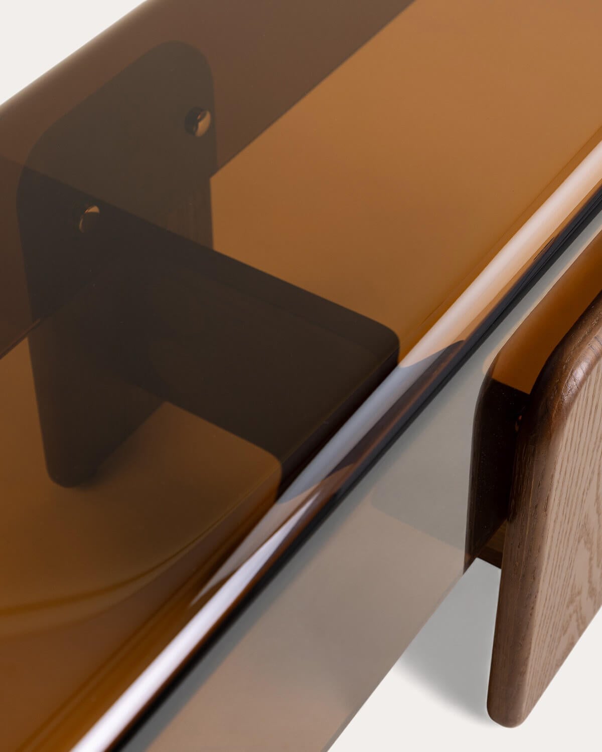 Mueble de Tv 160x40 cm de Cristal Curvado y Madera Clery, imagen de galer&iacute;a 5