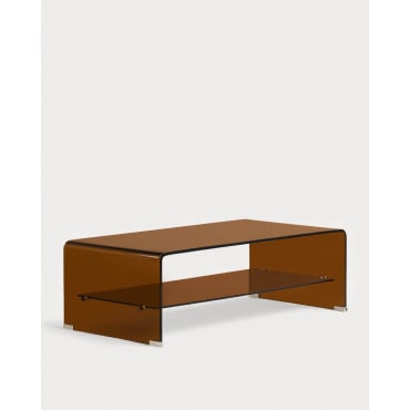 Mesa de Centro Rectangular de Cristal Templado (110,5 x 55,5 cm) Endil Cristal Ámbar - The Masie