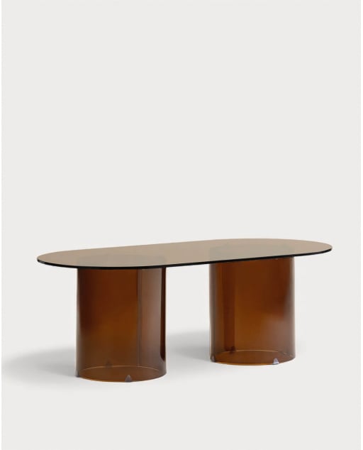 Mesa de Centro Ovalada de Cristal Templado (120x60 cm) Kolu