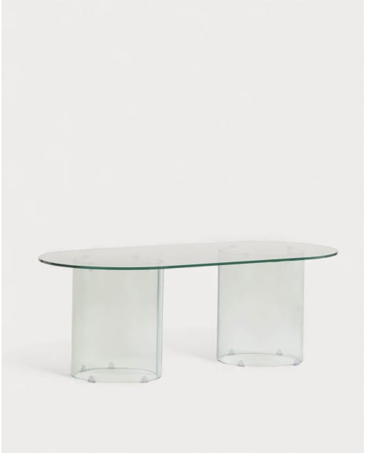 Mesa de Centro Ovalada de Cristal Templado (120x60 cm) Kolu - Cristal transparente