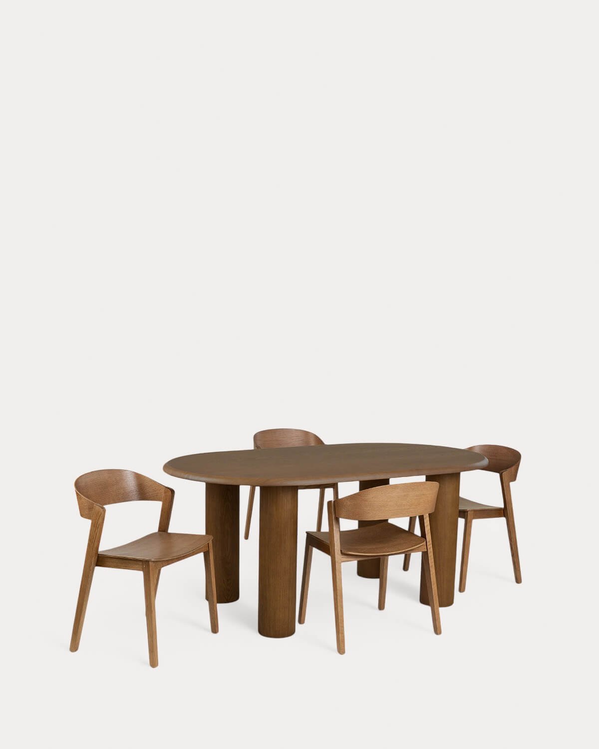 Set de Mesa de Comedor Ovalada (180x100 cm) Alhie y 4  Sillas de Comedor de Madera Laly, imagen de galer&iacute;a 1