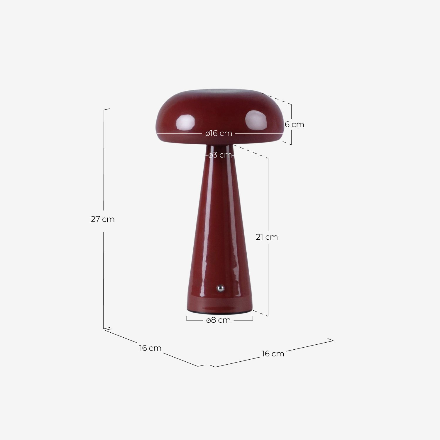 Lámpara de Mesa Dimmable LED Inalámbrica para Exterior Zyra, medidas