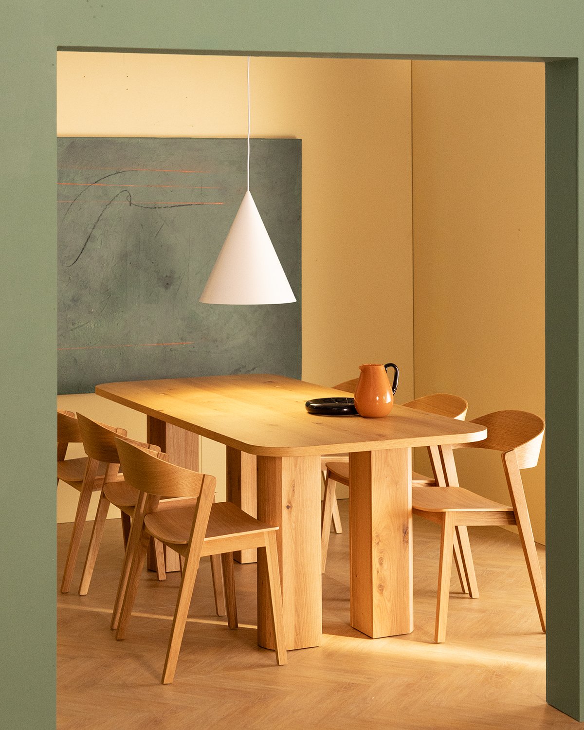 Set de Mesa de Comedor Rectangular de Madera (210x90 cm) Frichi y 6 Sillas de Madera Laly, imagen de galer&iacute;a 2