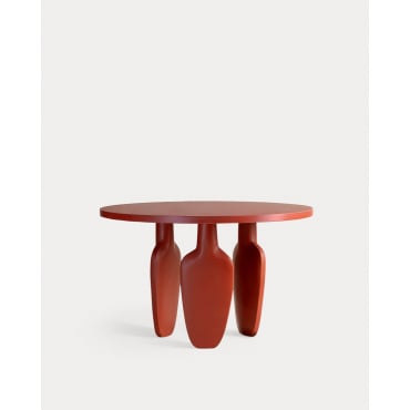 Mesa de Comedor Redonda de Cemento (Ø120 cm) Ylena Rojo Brick - The Masie
