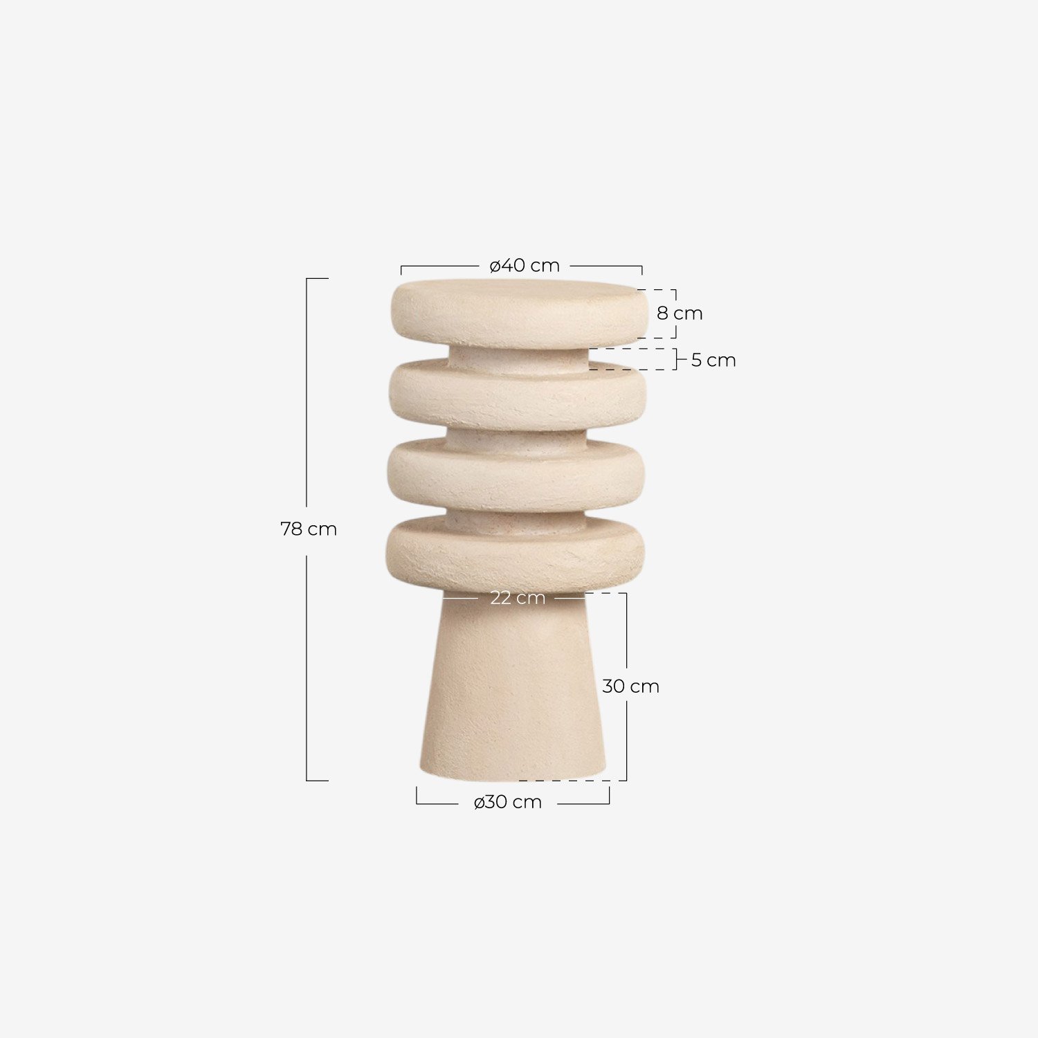 Pedestal de Metal (Ø40 cm) Lisben, medidas