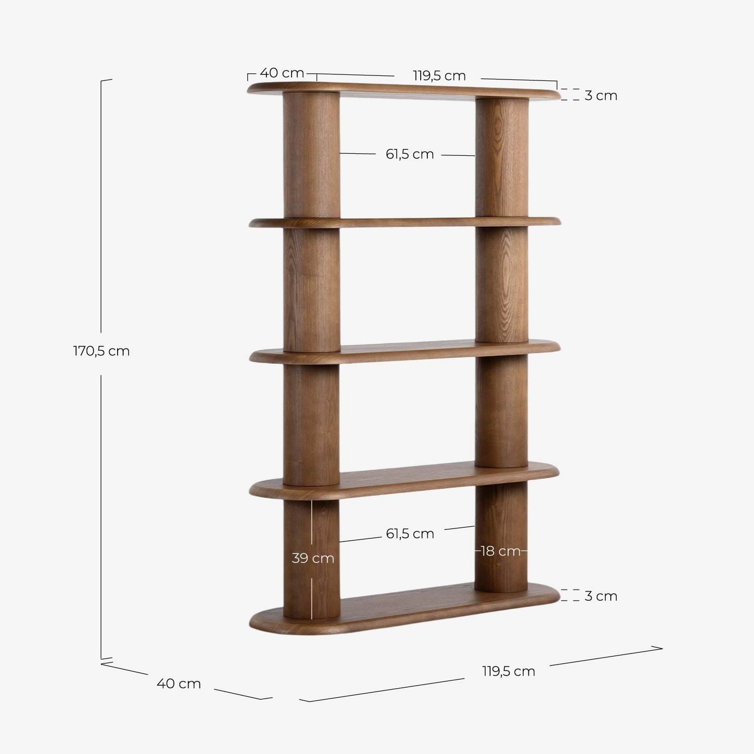 Estantería de Madera (180x120 cm) Alhie, medidas