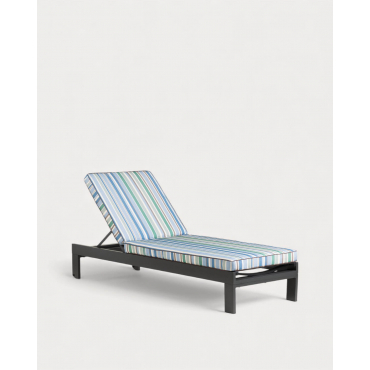 Tumbona Reclinable de Aluminio Kreta con Cojín de Tela Edimbra Gris Graphite & Azul Oceanic - The Masie