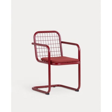 Pack 2 Sillas de Exterior con Reposabrazos de Metal Biaritz Rojo Tinto - The Masie
