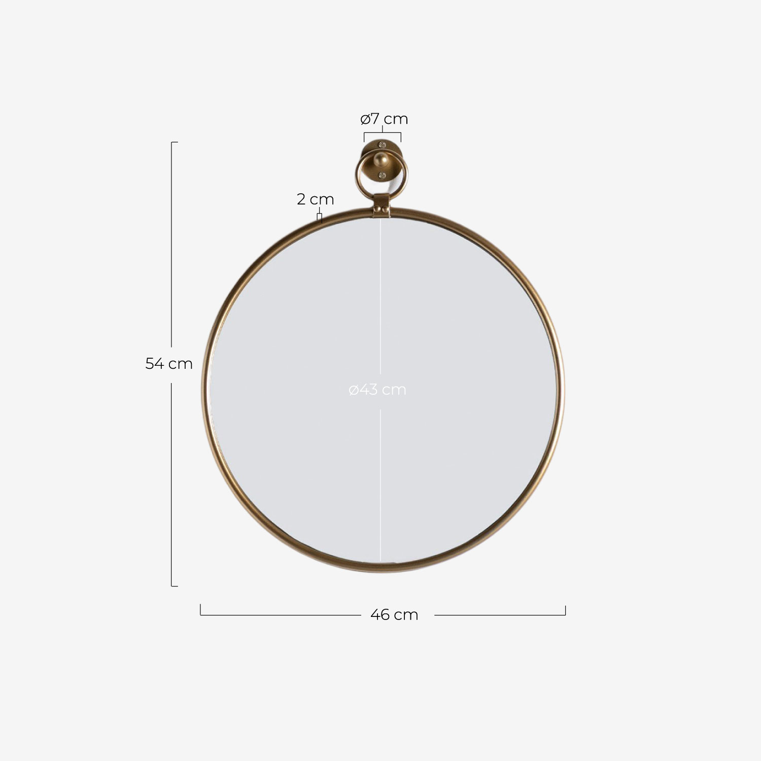 Espejo de Pared Redondo de Metal (Ø46 cm) Dario, medidas