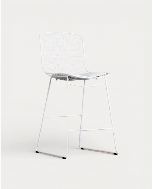 Taburete Alto de Metal (66 cm) Respaldo Alto Aras - Blanco