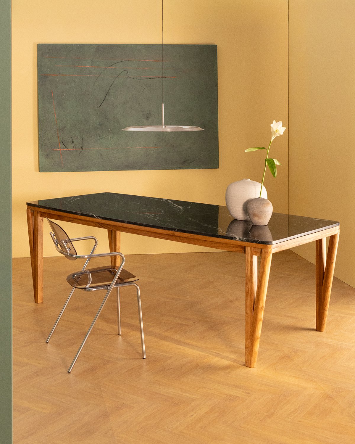 Mesa de Comedor Rectangular de Mármol y Madera de Acacia (220x100 cm) Mundy, imagen de galer&iacute;a 2