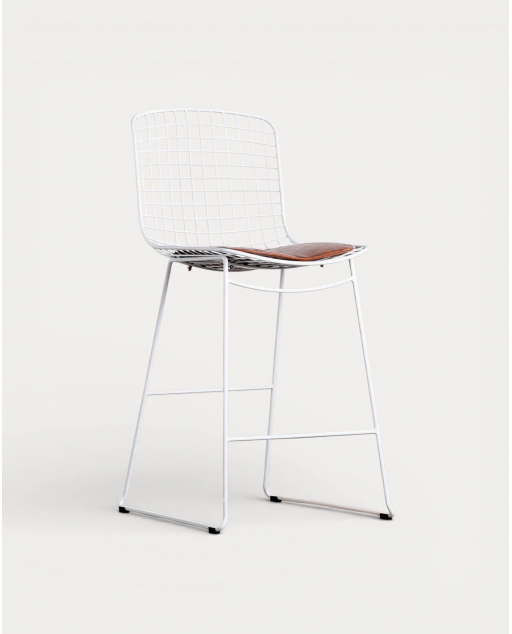 Taburete Alto de Metal (66 cm) Respaldo Alto Aras - Blanco