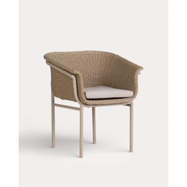 Silla de Comedor de Metal y Mimbre Caitlyn Marrón Clay - The Masie