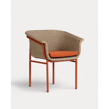 Pack 2 Sillas de Comedor de Metal y Mimbre Caitlyn Rojo Brick - The Masie