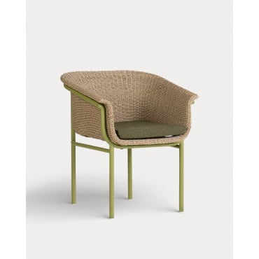 Pack 2 Sillas de Exterior de Metal y Mimbre Caitlyn Verde Olive - The Masie