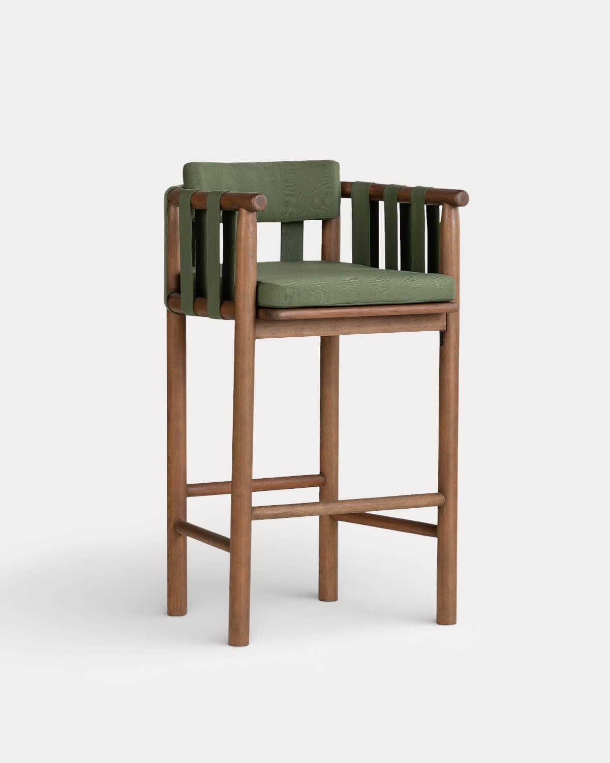 Taburete Alto de Exterior de Madera de Eucalipto y Tela (77 cm) Edvard, imagen de galer&iacute;a 1