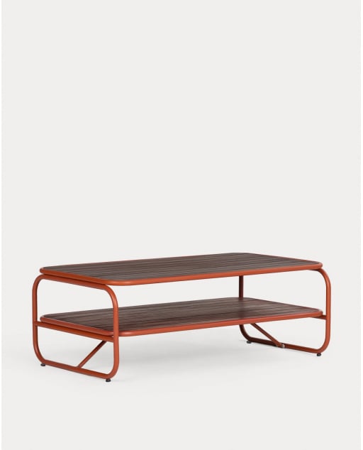 Mesa de Centro de Exterior Rectangular de Madera de Acacia y Metal (110x60 cm) Ahrus