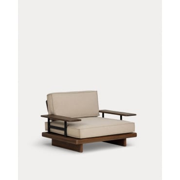 Sillón de Jardín de Madera de Acacia y Metal Ayanis Beige Seashell - The Masie