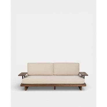 Sofá 2 Plazas de Jardín de Madera de Acacia y Metal Ayanis Beige Seashell - The Masie