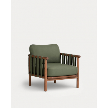 Pack 2 Sillones de Jardín de Madera de Eucalipto y Tela Edvard Verde Nori - The Masie