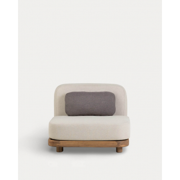 Módulo Central de Jardín de Madera de Acacia y Tela para Sofá Modular Redik Beige Seashell - The Masie