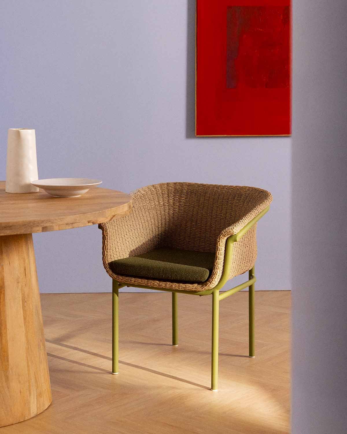 Silla de Comedor de Metal y Mimbre Caitlyn, imagen de galer&iacute;a 2