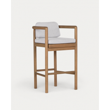 Taburete Alto de Madera de Eucalipto y Tela (77 cm) Elnes Marrón Clay - The Masie