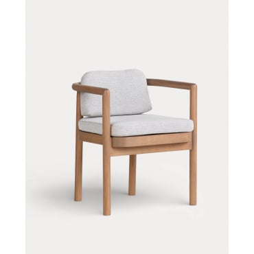 Silla de Exterior con Reposabrazos de Madera de Eucalipto y Tela Elnes Marrón Clay - The Masie