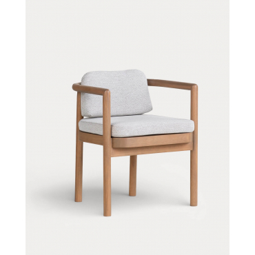 Packs 4 Sillas de Exterior con Reposabrazos de Madera de Eucalipto y Tela Elnes Marrón Clay - The Masie