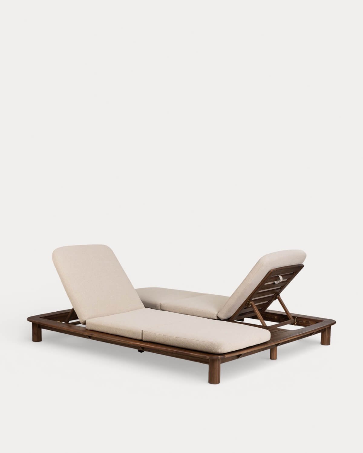 Tumbona Doble Reclinable de Madera de Acacia y Tela Dawson, imagen de galer&iacute;a 2