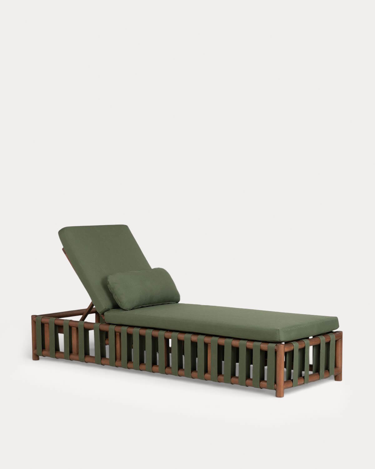 Tumbona Reclinable de Madera de Eucalipto y Tela Edvard, imagen de galer&iacute;a 1