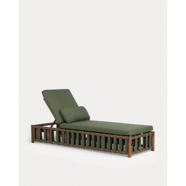 Tumbona Reclinable de Madera de Eucalipto y Tela Edvard Verde Nori - The Masie