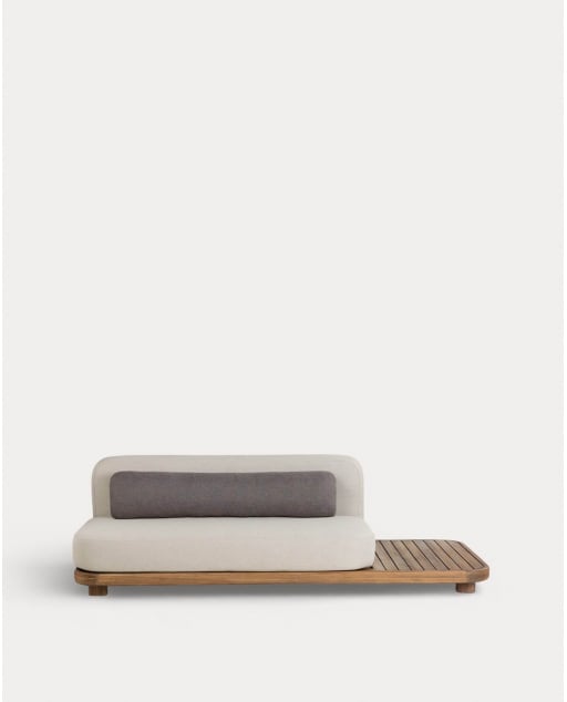 Módulo Sofá 2 Plazas de Jardín con Mesa Auxiliar de Madera de Acacia y Tela para Sofá Modular Redik - Beige Seashell