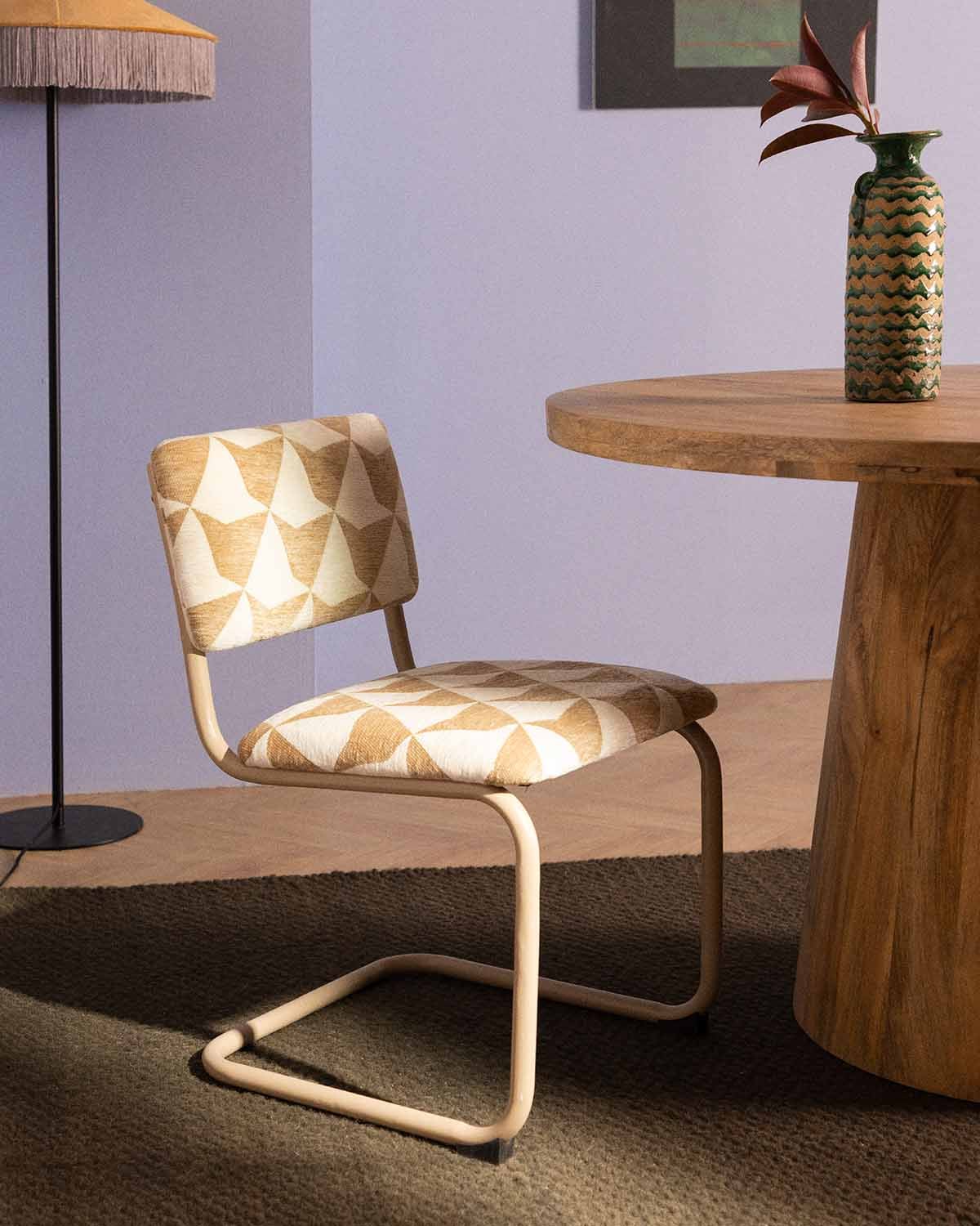 Silla de Comedor de Metal y Tela Viola, imagen de galer&iacute;a 2