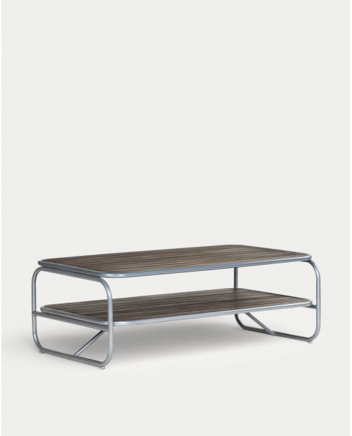 Mesa de Centro Rectangular de Madera de Acacia y Metal (110x60 cm) Ahrus - Gris Concrete