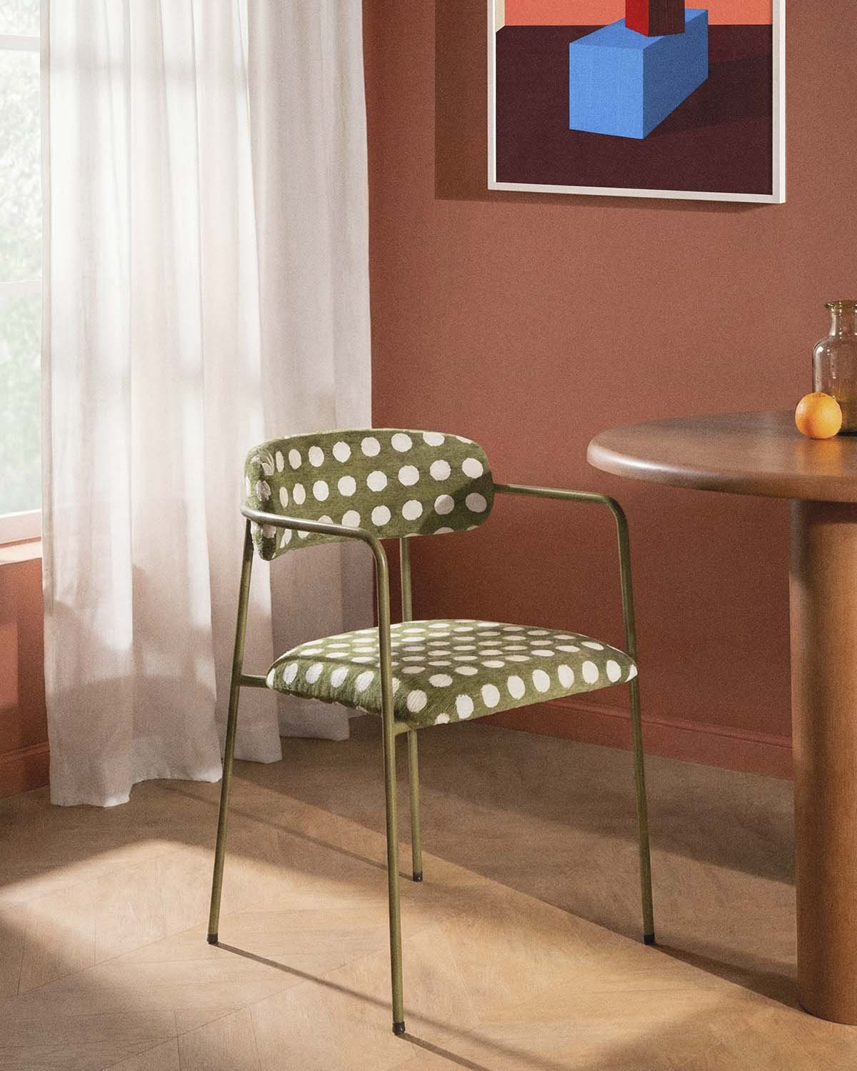 Silla de Comedor con Reposabrazos de Metal y Tela Myretia, imagen de galer&iacute;a 2